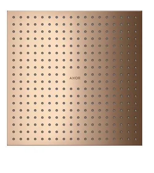 Kopfbrause von AXOR mit einer glatten, polierten Oberfläche in Roségold und mehreren Düsenlöchern für gleichmäßigen Wasserfluss.